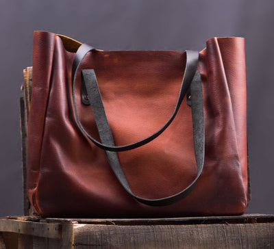 Wax Finish Leather Laptop Tote