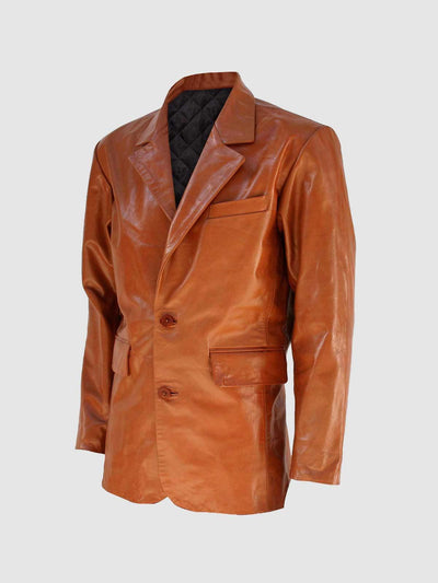Men's Tan Leather Coat