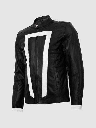 Black and White Leather Motorcycle Jacket