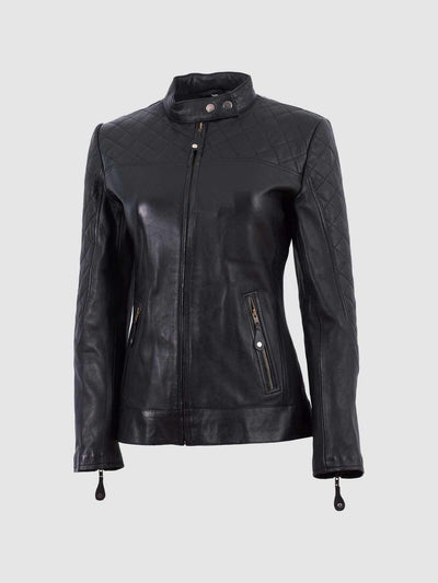 Ladies Cafe Racer Leather Jacket