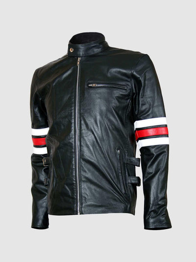 Deluxe Black Leather Men's Motorcycle Jacket