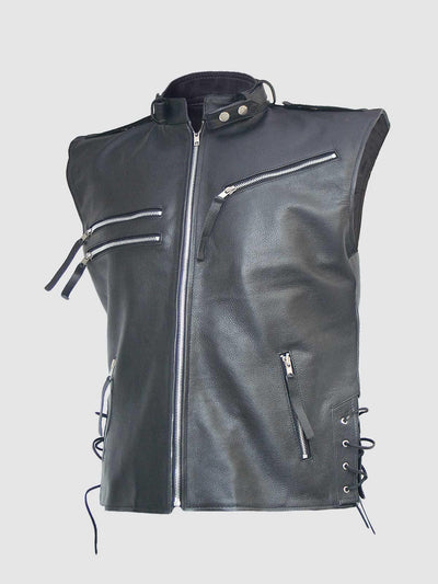 Easy Wear Biker Black Men's Leather Vest