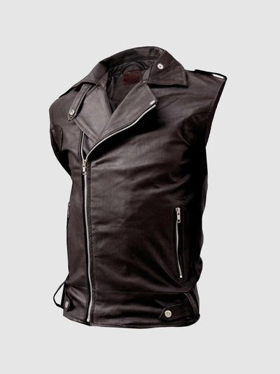Fascinating Men Brown Leather Motorcycle Vest