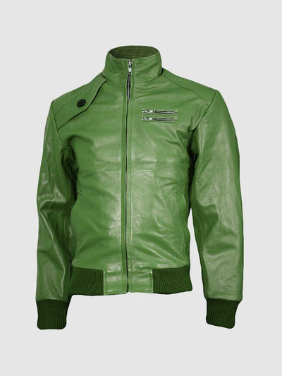 Lightweight Soft Green Leather Bomber Jacket Men