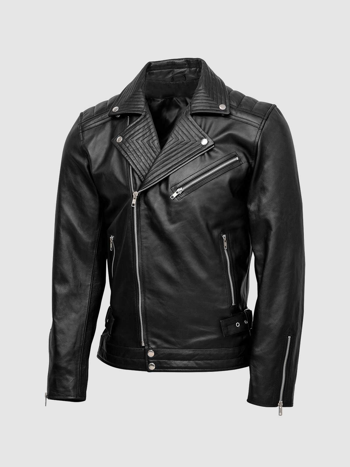 Men's Quilted Biker Leather Jacket Leather Jacket Shop