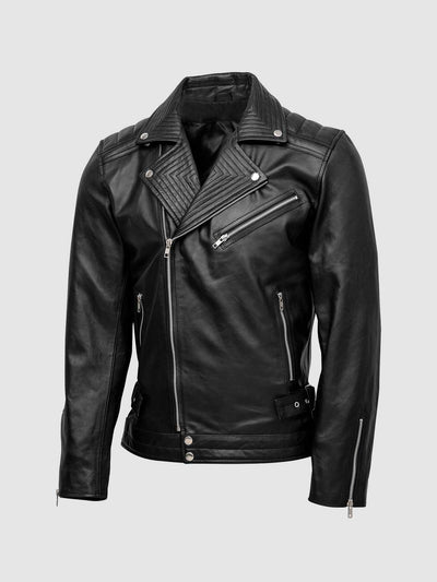 Men's Quilted Biker Leather Jacket