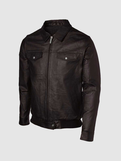 Men's Expressive Brown Bomber Leather Jacket