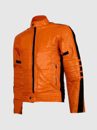 Street Fashion Orange Leather Jacket for Men