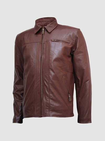 Super Unique Brown Leather Jacket Men's