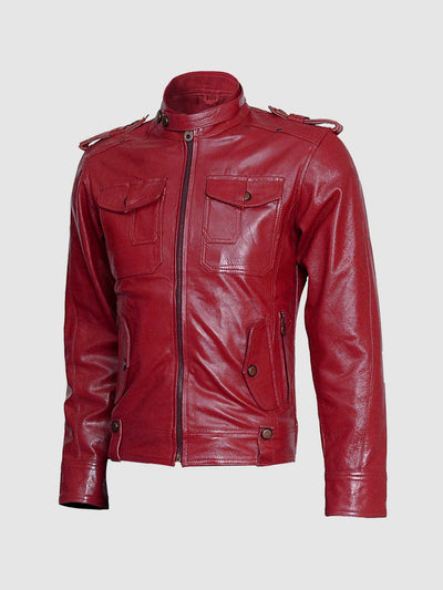 Top-Grade Men's Burgundy Leather Jacket