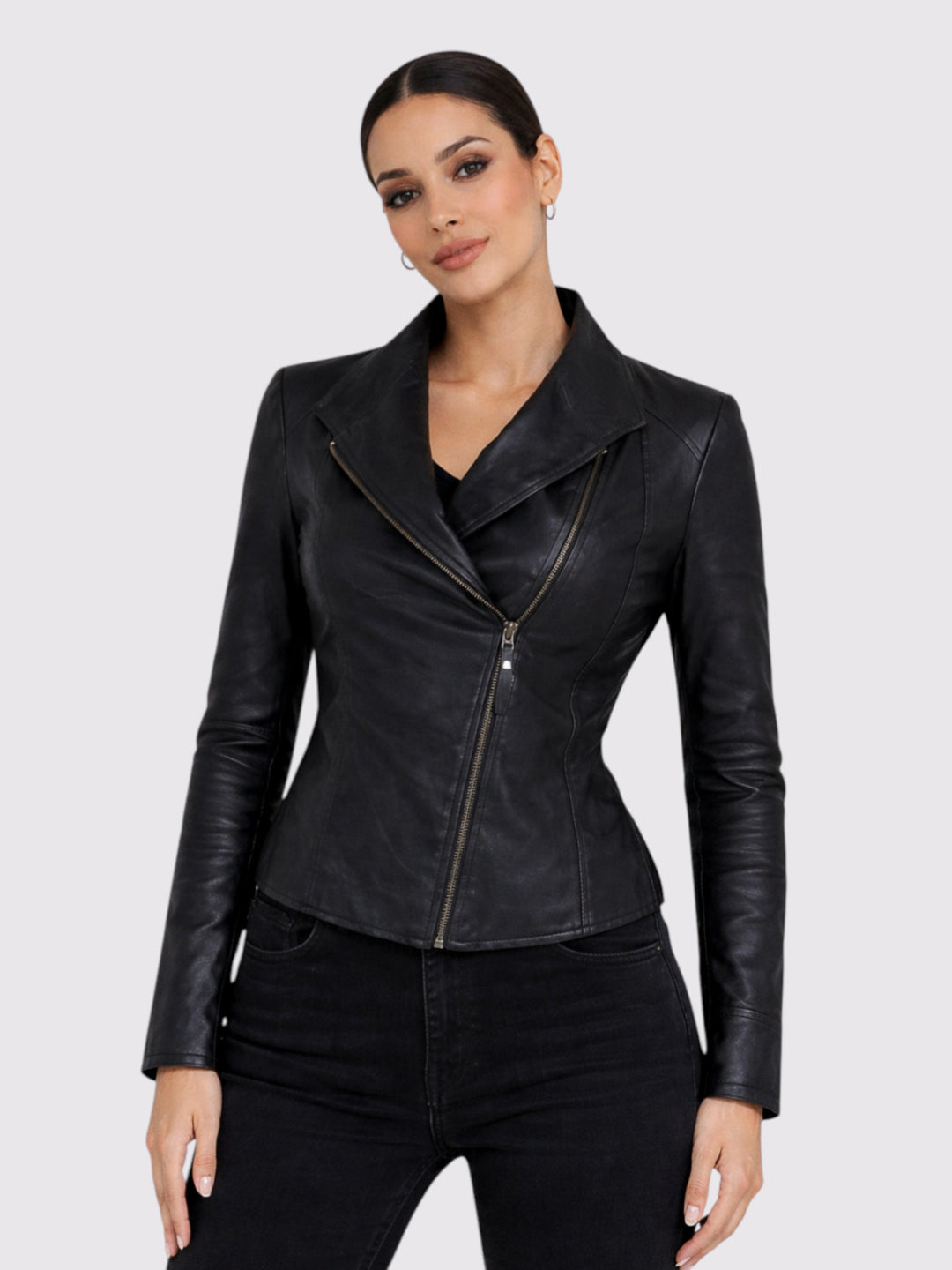 Ladies Motorbike Sheep Leather Jacket | Leather Jacket Shop