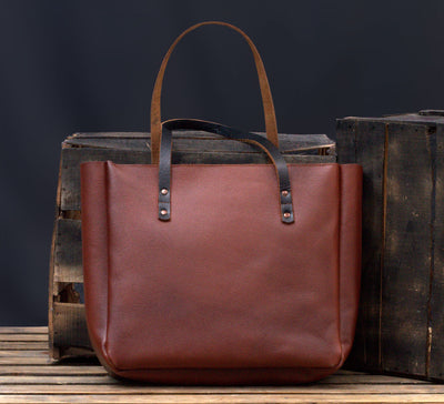 Brown Leather Zipper Tote