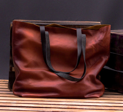 Waxed Brown Leather Tote