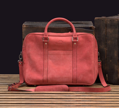 Pink Leather Briefcase