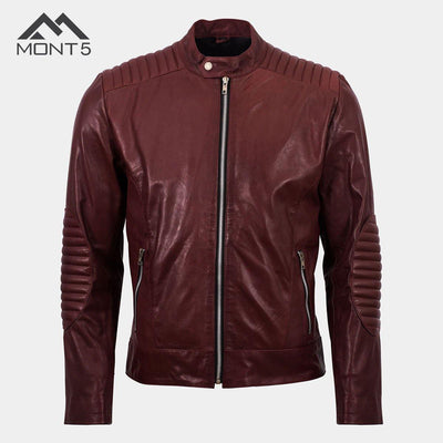 Rupal Maroon Custom Leather Motorcycle Jacket Men