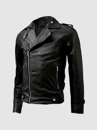 Men's Classic Zipper Black Leather Jacket