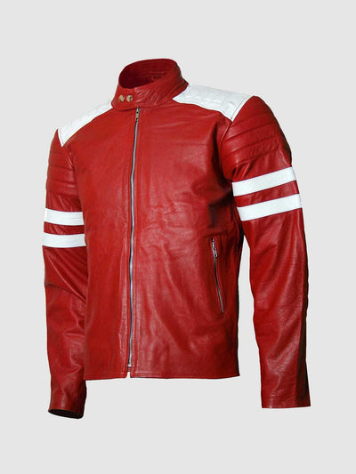 Brad Pitt FC Fight Club Red Leather Jacket