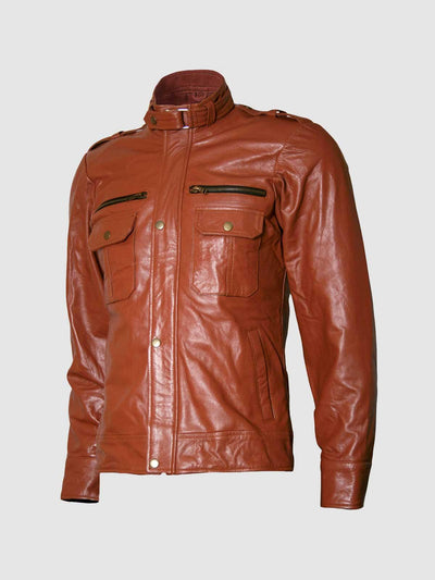 Designers Classic Men's Tan Biker Leather Jacket