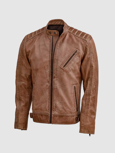 Men's Distressed Leather Waxed Jacket
