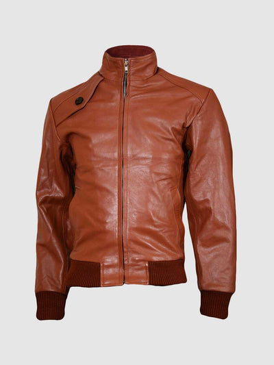 Fashion Centric Tan Brown Leather Jacket for Men