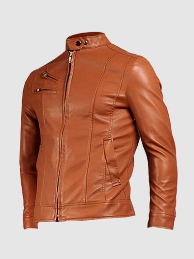Men's Gorgeous Tan Biker Leather Jacket