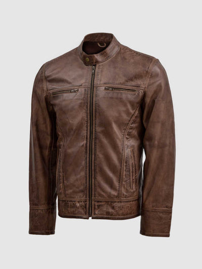 Brown Leather Waxed Jacket