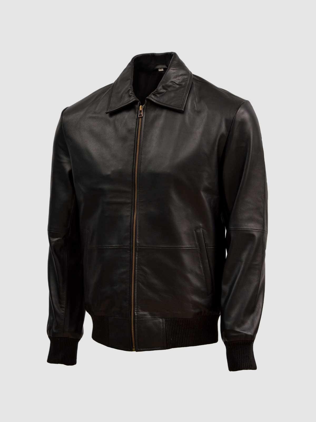 Men Black Sheep Leather Bomber Jacket | Leather Jacket Shop