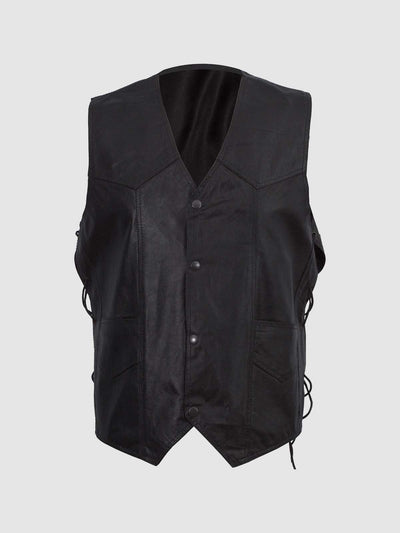 Men's Simple Black Leather Vest