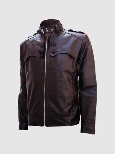 Men's Versatile Brown Biker Leather Jacket