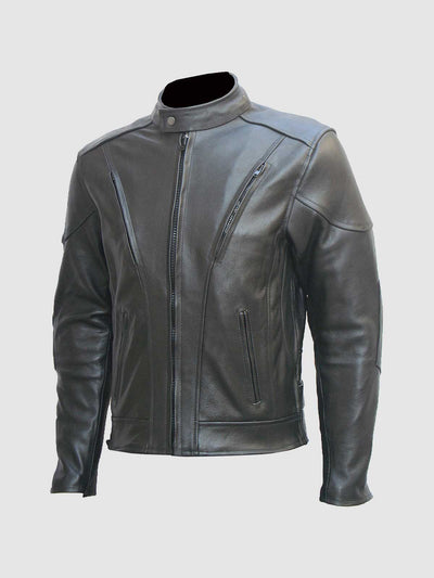 Men's Black Motorcycle Leather Jacket