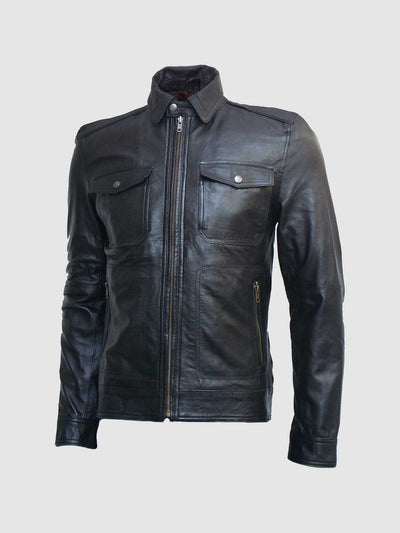 Slim Fit Biker Black Leather Jacket