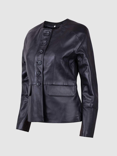 The Button Closure Leather Jacket