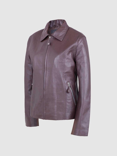 Women Chocolate Brown Leather Jacket
